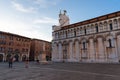 LUCCA, ITALY Ã¢â¬â MAY 23, 2017: Magnificent summer daily view of the Piazza San Michele Saint Michael square in Lucca, Italy.